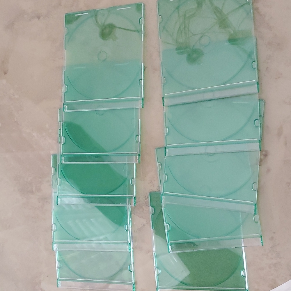 Bundle of (10) green cd cases